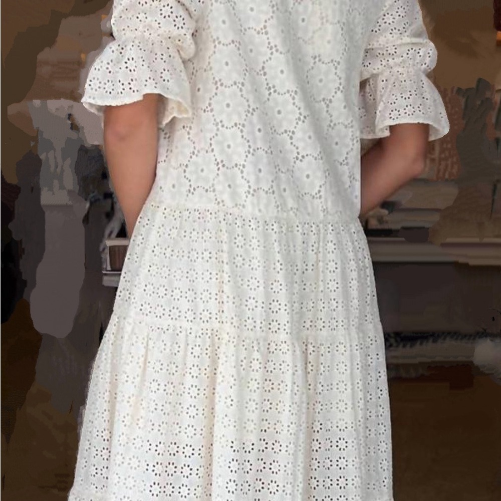 Little Lies x Anthropologie Broderie Eyelet Midi Dress Sz L - Picture 2 of 14